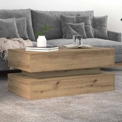 Table basse avec lumières LED chêne artisanal 90x50x40 cm 626555626555