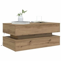 Table basse avec lumières LED chêne artisanal 90x50x40 cm 626555626555