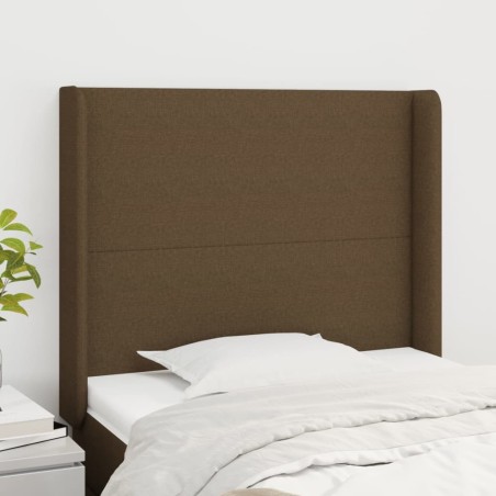 Tête de lit avec oreilles Marron foncé 103x16x118/128 cm Tissu 626557626557