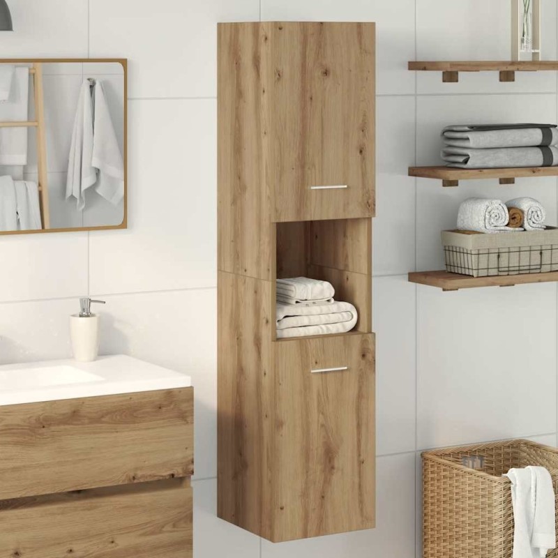 Armoire de salle de bain suspendue chêne artisanal 30x30x130 cm 626562626562