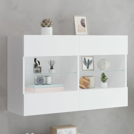 Meuble TV mural avec lumières LED blanc 98,5x30x60,5 cm 626568626568