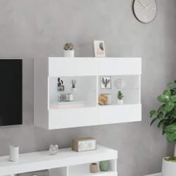 Meuble TV mural avec lumières LED blanc 98,5x30x60,5 cm 626568626568