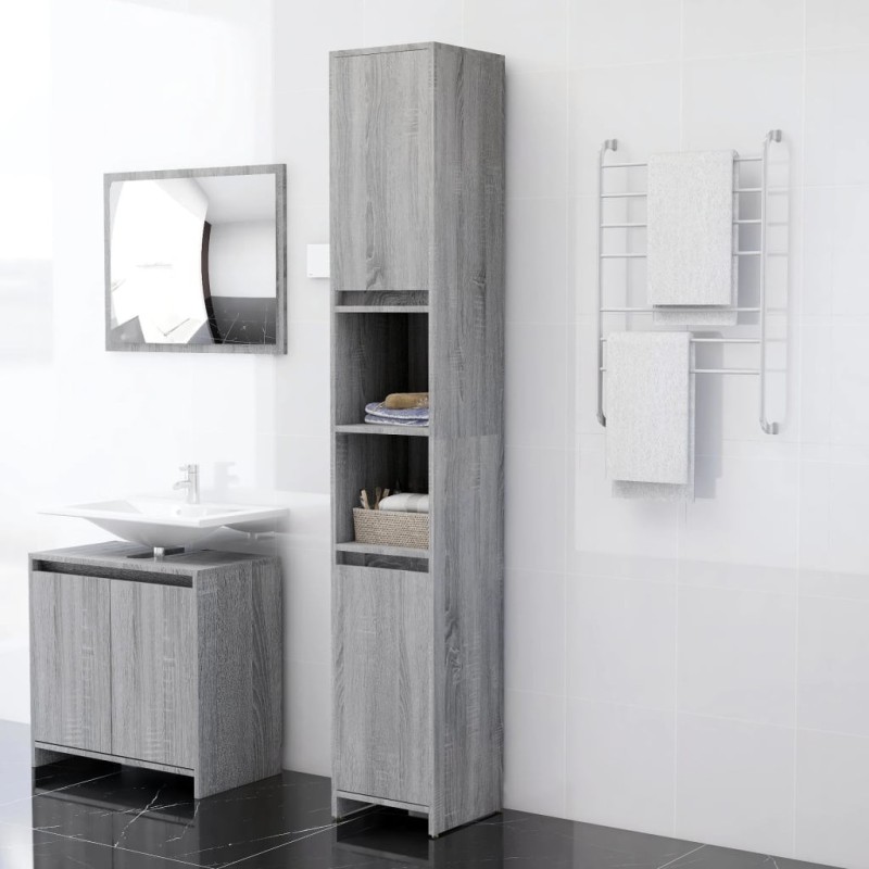 Armoire de bain Sonoma gris 30x30x183,5 cm Bois d'ingénierie 626571626571