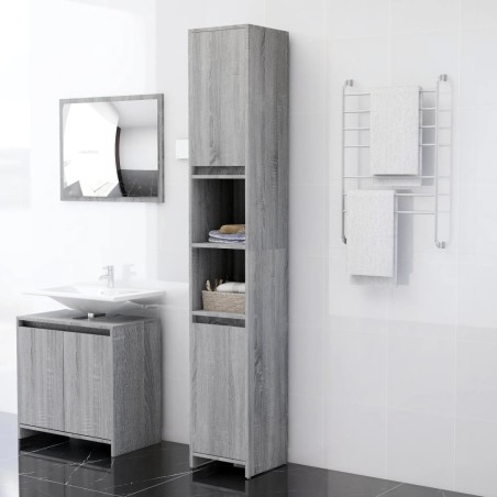 Armoire de bain Sonoma gris 30x30x183,5 cm Bois d'ingénierie 626571626571