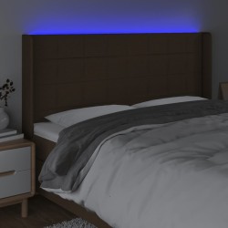 Tête de lit à LED Marron foncé 203x16x118/128 cm Tissu 626577626577