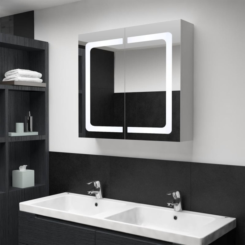 Armoire de salle de bain à miroir LED 80x12,2x68 cm 626581626581