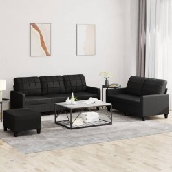 Ensemble de canapés 3 pcs avec coussins Noir Similicuir 626582626582