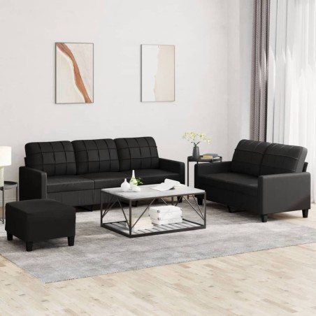 Ensemble de canapés 3 pcs avec coussins Noir Similicuir 626582626582