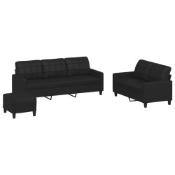 Ensemble de canapés 3 pcs avec coussins Noir Similicuir 626582626582