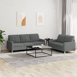 Ensemble de canapés 2 pcs avec coussins Gris foncé Tissu 626585626585