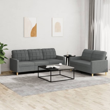 Ensemble de canapés 2 pcs avec coussins Gris foncé Tissu 626585626585