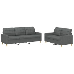 Ensemble de canapés 2 pcs avec coussins Gris foncé Tissu 626585626585