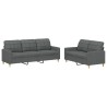 Ensemble de canapés 2 pcs avec coussins Gris foncé Tissu 626585626585