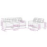 Ensemble de canapés 2 pcs avec coussins Gris foncé Tissu 626585626585