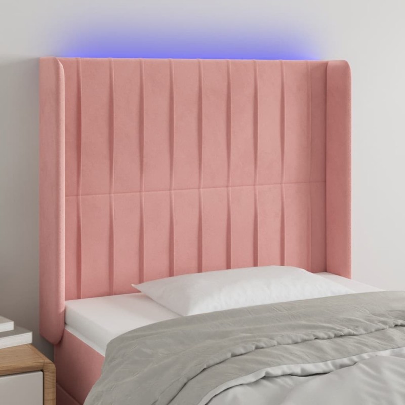Tête de lit à LED Rose 103x16x118/128 cm Velours 626592626592