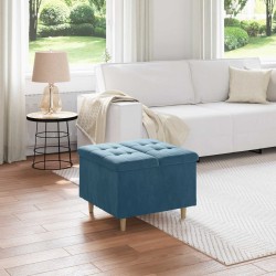 Pouf de rangement avec coussin Bleu 60 x 60 x 45 cm Velours 626594626594