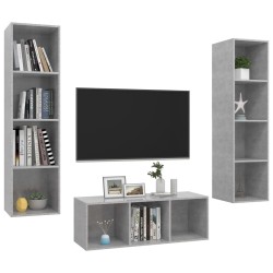Ensemble de meuble TV 3 pcs Gris béton Bois d'ingénierie 626604626604