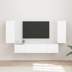 Ensemble de meuble TV mural 4 pcs Blanc Bois d'ingénierie 626605626605