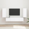 Ensemble de meuble TV mural 4 pcs Blanc Bois d'ingénierie 626605626605