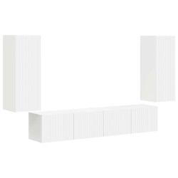 Ensemble de meuble TV mural 4 pcs Blanc Bois d'ingénierie 626605626605