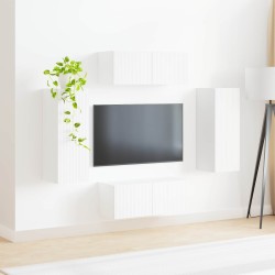 Ensemble de meuble TV mural 4 pcs Blanc Bois d'ingénierie 626605626605