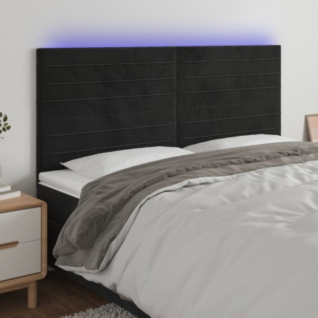 Tête de lit à LED Noir 200x5x118/128 cm Velours 626609626609