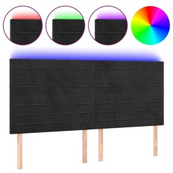 Tête de lit à LED Noir 200x5x118/128 cm Velours 626609626609