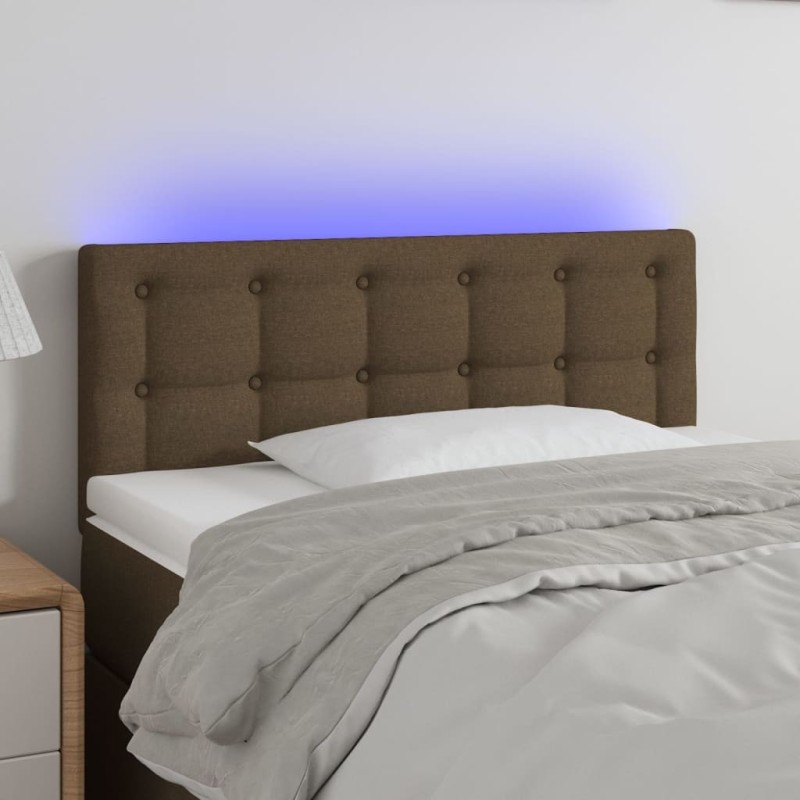 Tête de lit à LED Marron Foncé 90x5x78/88 cm Tissu 626611626611
