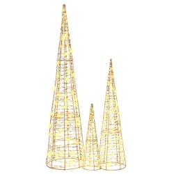 Sapin de Noël avec 90 LED 3 pcs Blanc chaud 20 x 20 x 80 cm PET 626619626619