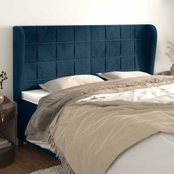 Tête de lit avec oreilles Bleu foncé 203x23x118/128 cm Velours 626620626620