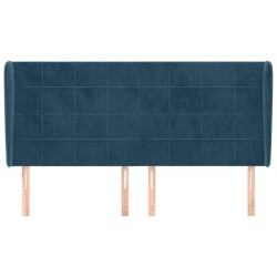 Tête de lit avec oreilles Bleu foncé 203x23x118/128 cm Velours 626620626620