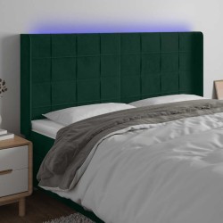 Tête de lit à LED Vert foncé 163x16x118/128 cm Velours 626623626623
