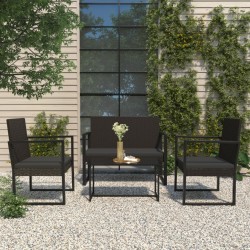 Banc de jardin avec coussins noir 106 cm résine tressée 626645626645