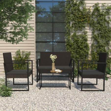 Banc de jardin avec coussins noir 106 cm résine tressée 626645626645