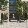 Banc de jardin avec coussins noir 106 cm résine tressée 626645626645