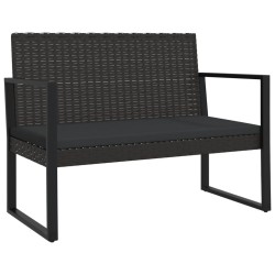 Banc de jardin avec coussins noir 106 cm résine tressée 626645626645