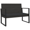Banc de jardin avec coussins noir 106 cm résine tressée 626645626645