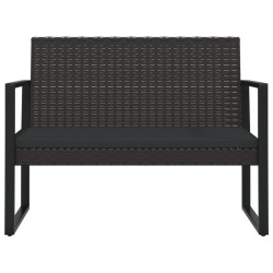 Banc de jardin avec coussins noir 106 cm résine tressée 626645626645