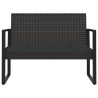 Banc de jardin avec coussins noir 106 cm résine tressée 626645626645