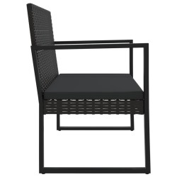 Banc de jardin avec coussins noir 106 cm résine tressée 626645626645