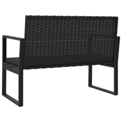 Banc de jardin avec coussins noir 106 cm résine tressée 626645626645