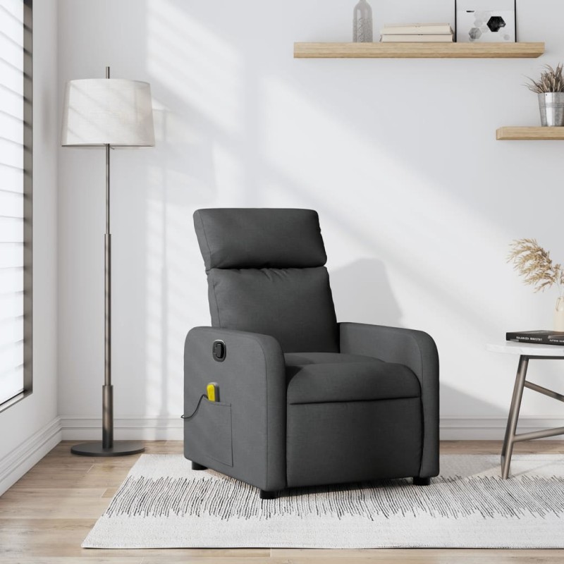 Fauteuil inclinable de massage en tissu gris foncé 626646626646