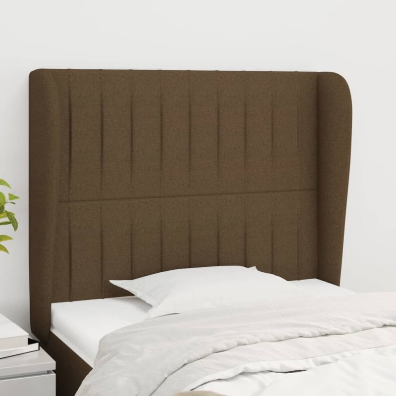 Tête de lit avec oreilles Marron foncé 103x23x118/128 cm Tissu 626649626649