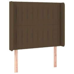 Tête de lit avec oreilles Marron foncé 103x16x118/128 cm Tissu 626654626654