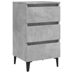 Table de chevet avec pieds en métal gris béton 40x35x69 cm 626655626655