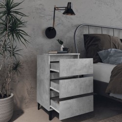 Table de chevet avec pieds en métal gris béton 40x35x69 cm 626655626655
