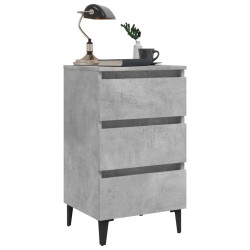 Table de chevet avec pieds en métal gris béton 40x35x69 cm 626655626655