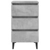 Table de chevet avec pieds en métal gris béton 40x35x69 cm 626655626655