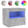 Table de chevet avec lumières LED gris béton 50x40x45 cm 626656626656