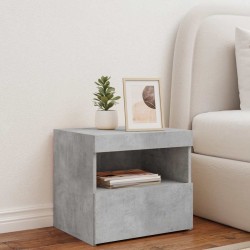Table de chevet avec lumières LED gris béton 50x40x45 cm 626656626656